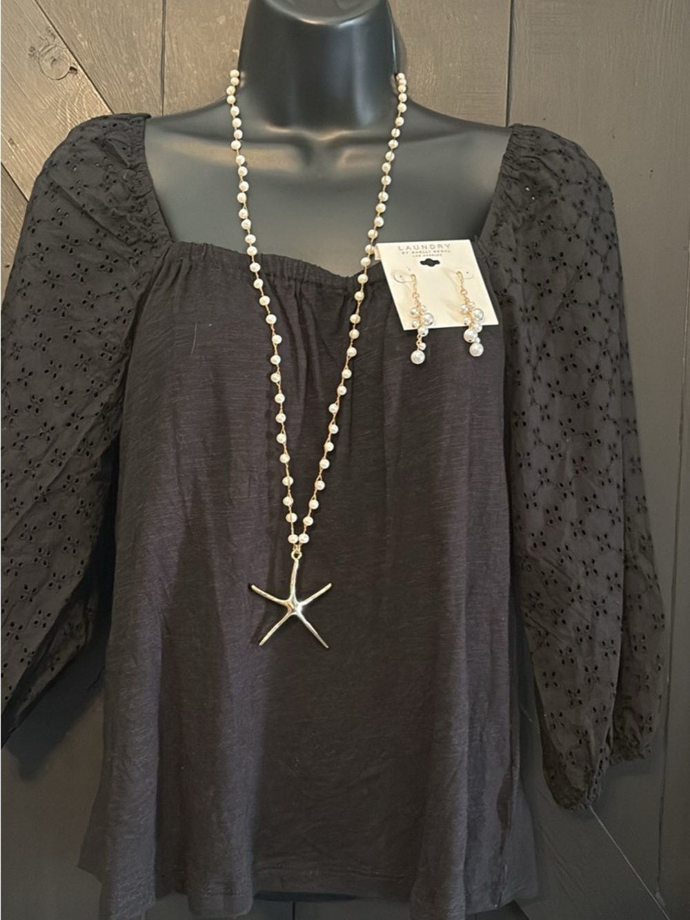 Tommy Bahama Gold Starfish Pendant Necklace with White Pearls